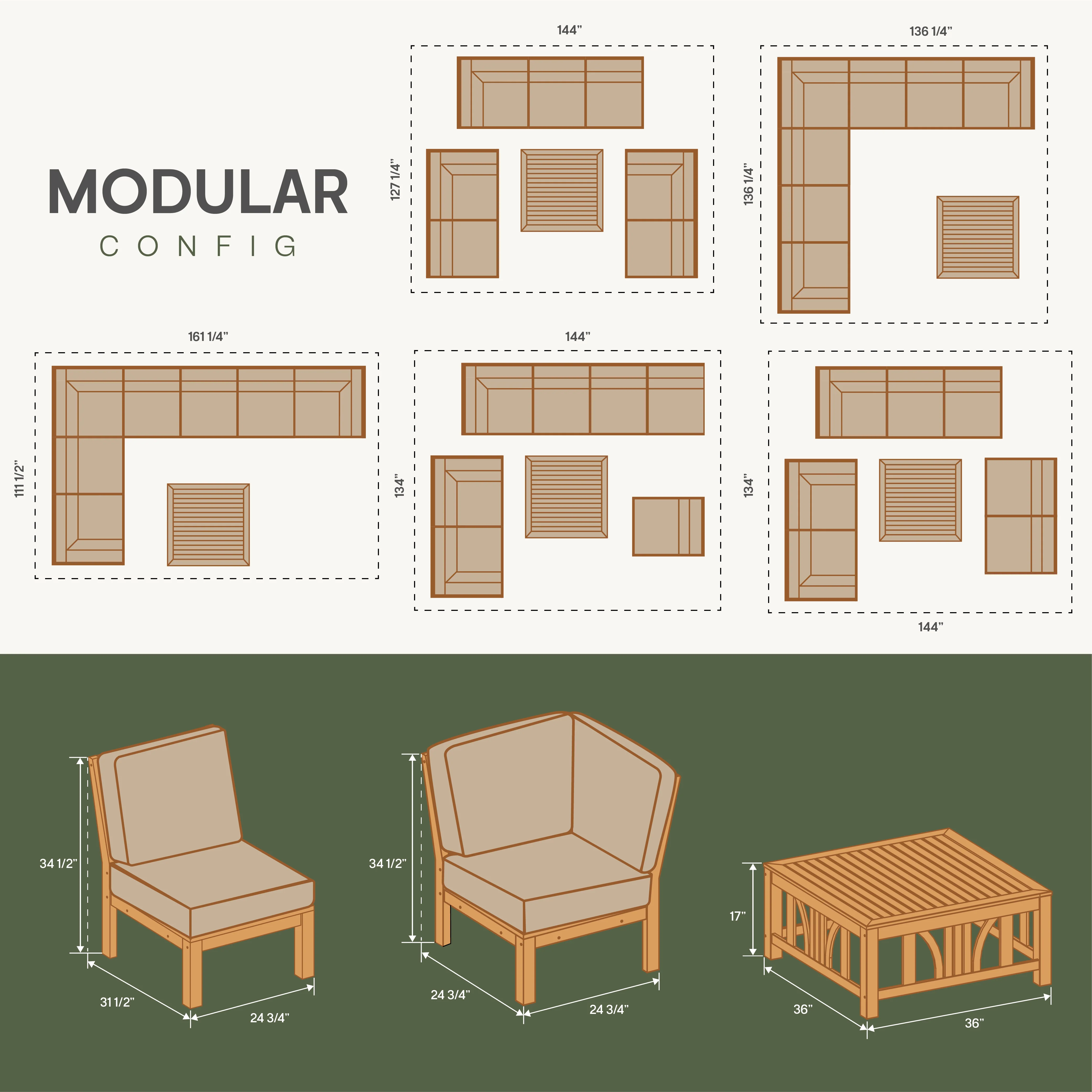 Abbington Teak Wood 8 Pieces Patio Sectional Set with Navy Cushion - Image 6