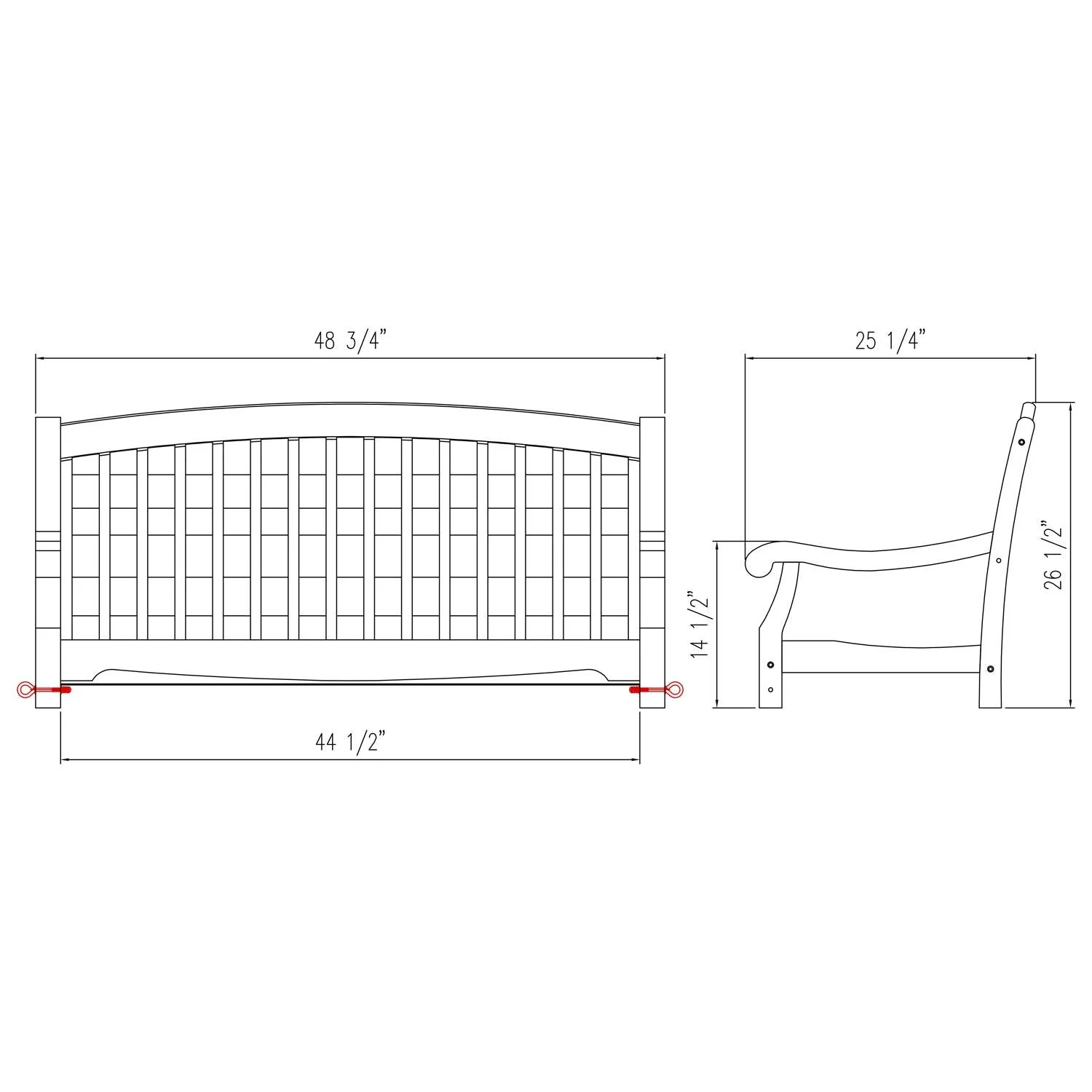 Bonn Mahogany Wood Black Porch Swing - Image 7