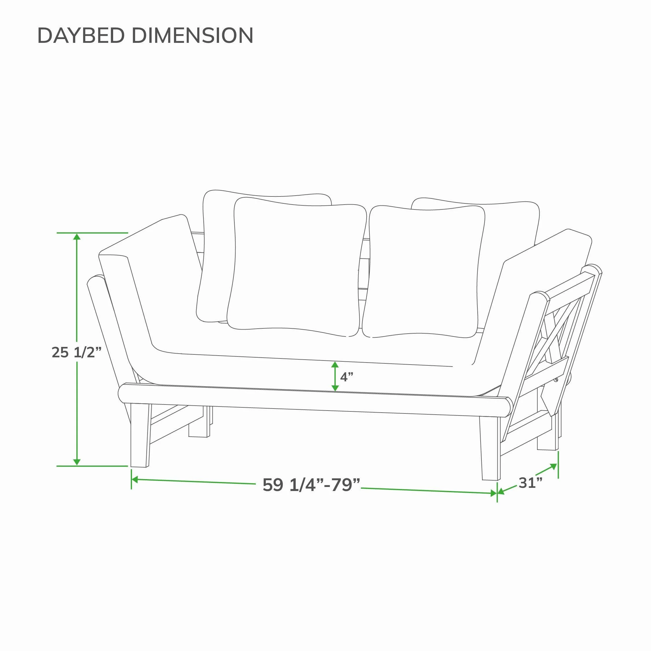 Carlota Mahogany Wood Outdoor Convertible Sofa Daybed with Oyster Cushion - Image 15
