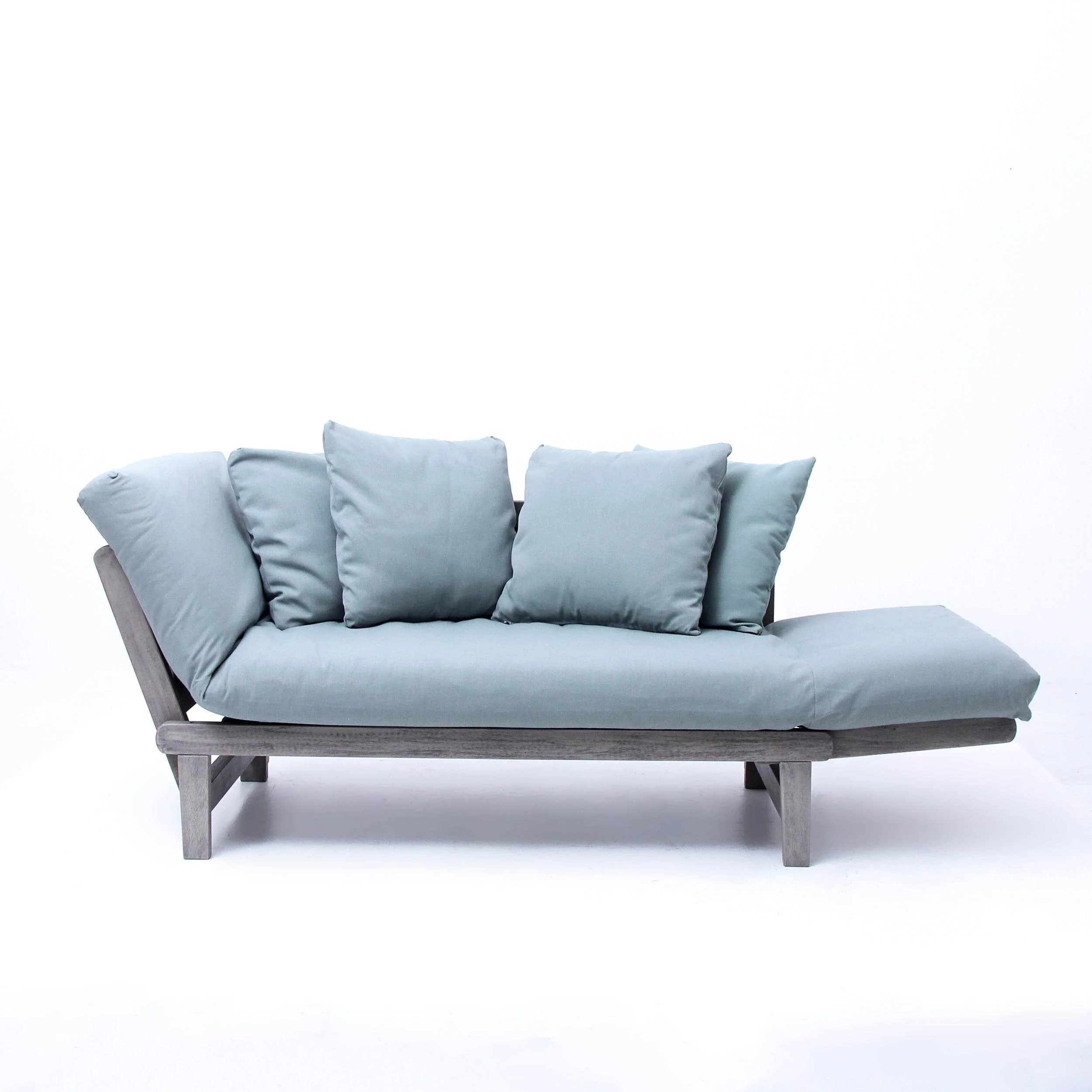 Carlota Outdoor Convertible Sofa Daybed - Weathered Gray Wood / Blue Spruce Cushion - Image 64