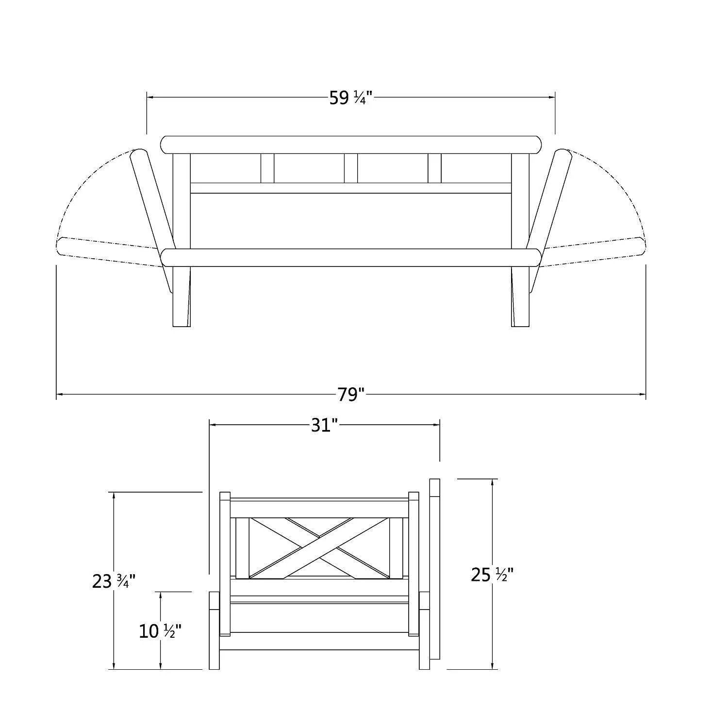 Carlota Mahogany Wood Outdoor Convertible Sofa Daybed with Gray Cushion - Image 15