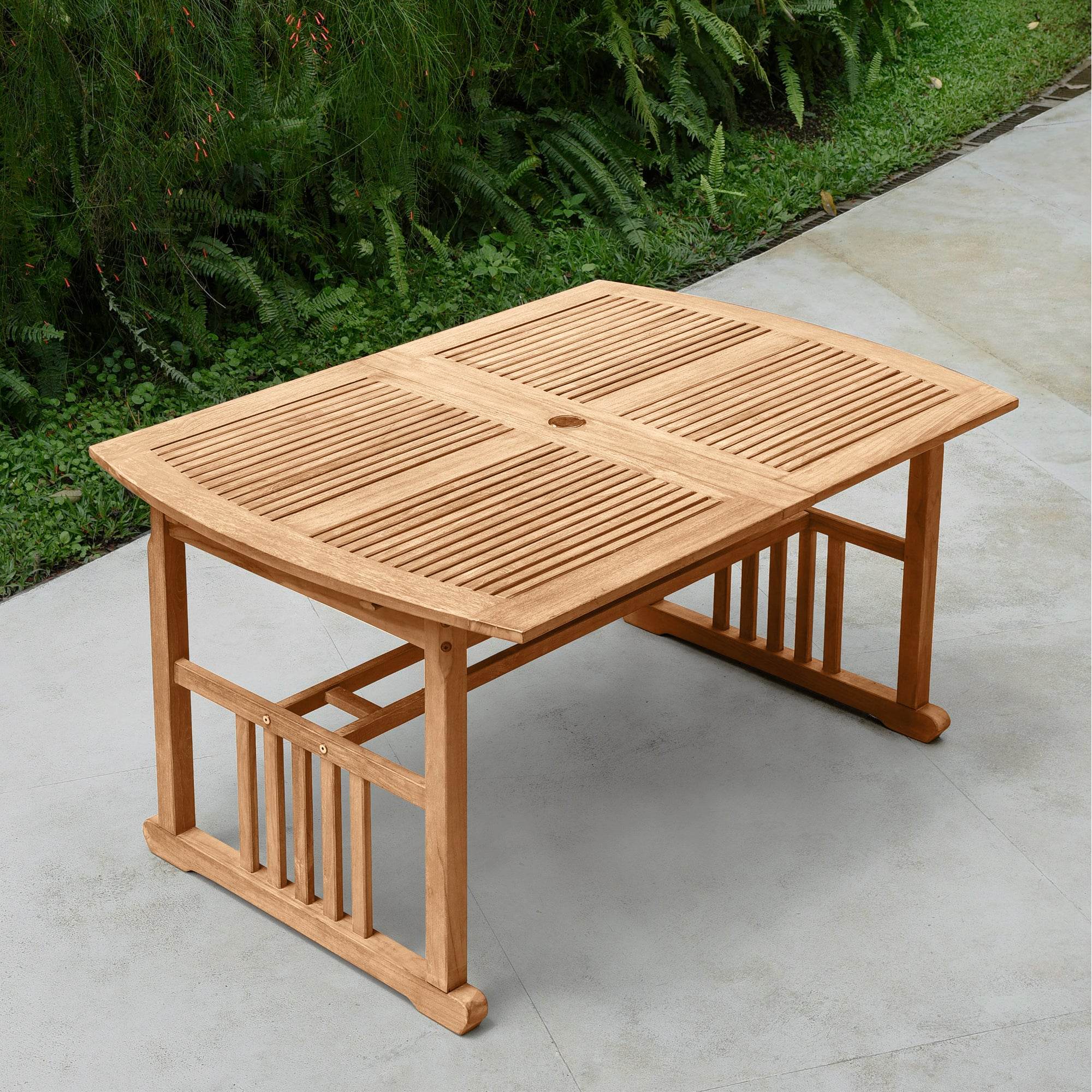 Caterina 7 Pieces Teak Outdoor Extendable Table Dining Set with Gray Cushion - Image 8