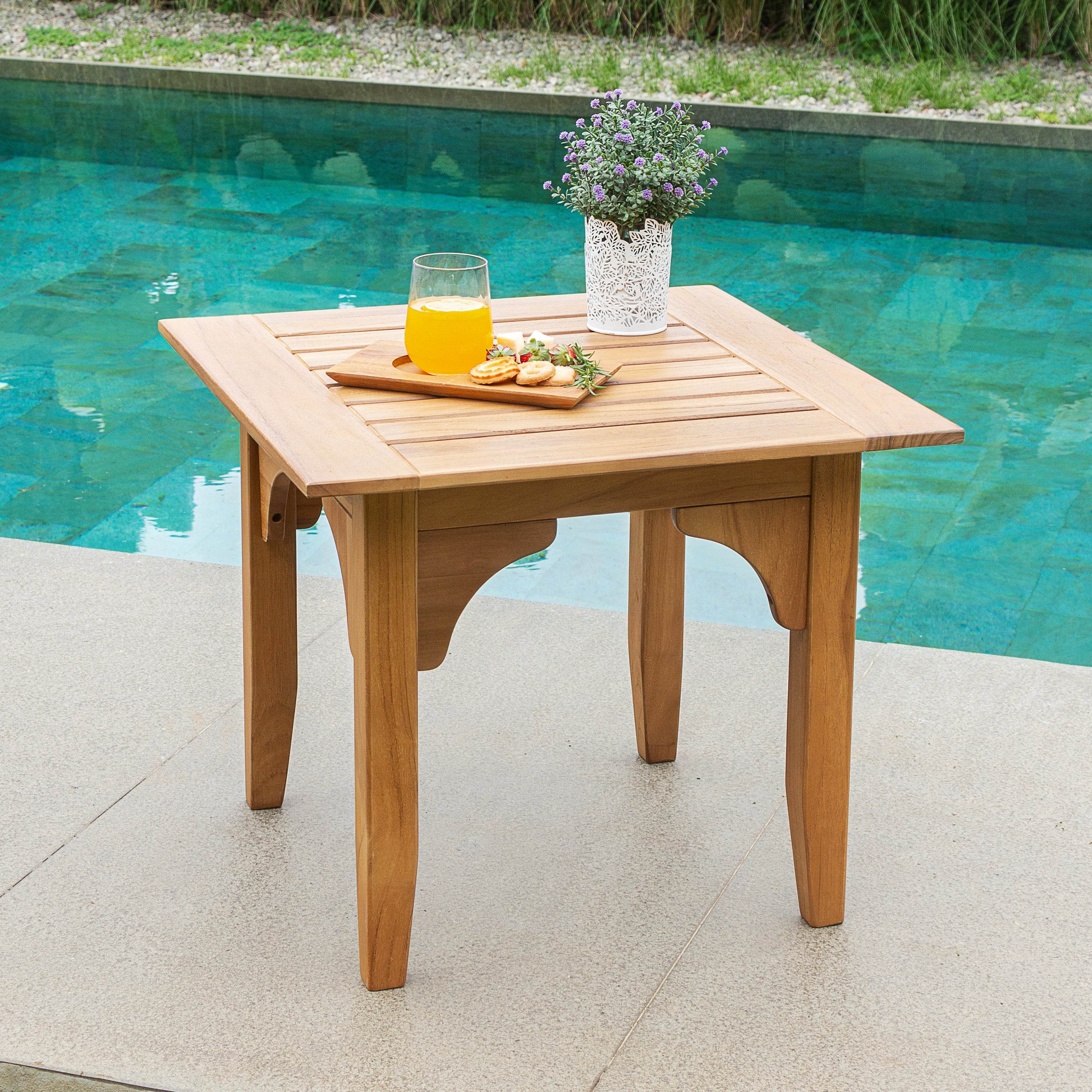 Caterina Teak Wood 7 Piece Patio Conversation Set with Navy Cushion - Image 13