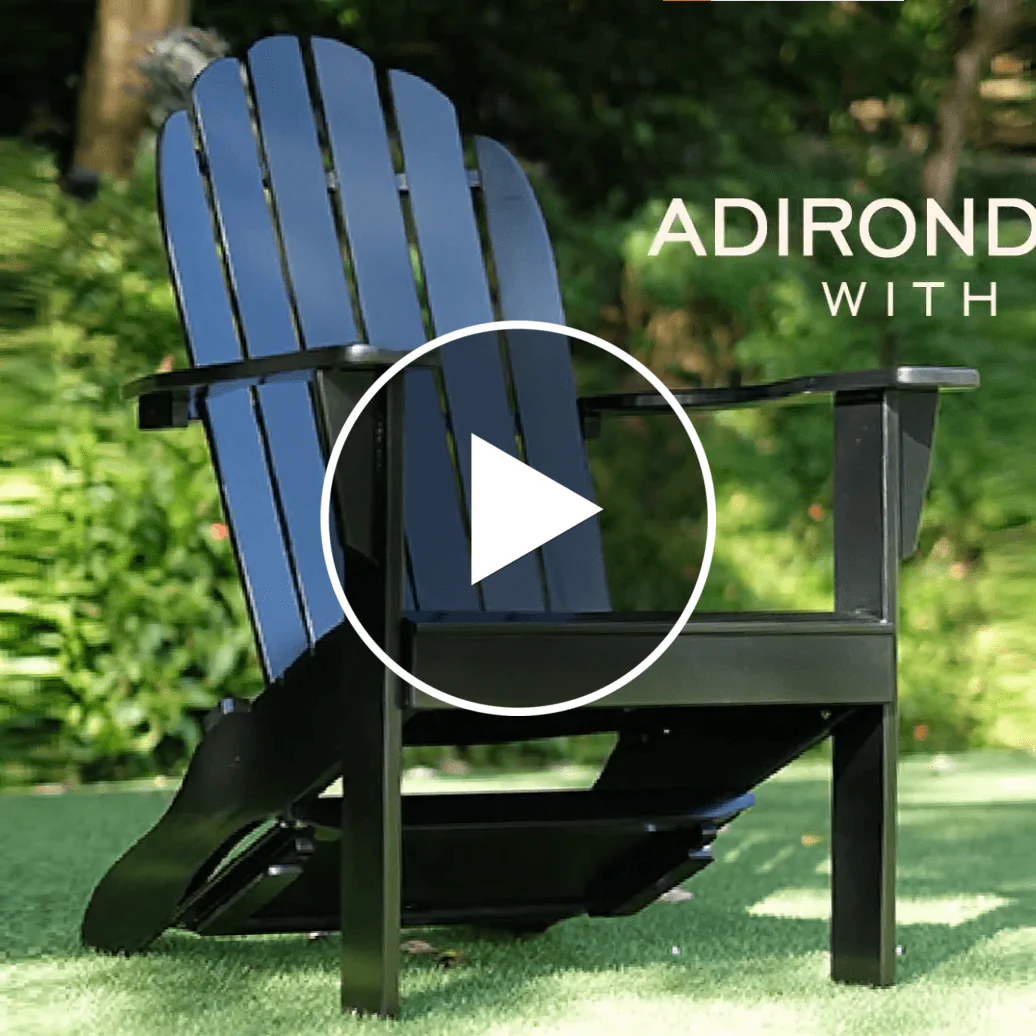 Moni Mahogany Wood Red Adirondack Chair FREE Tray Table - Image 3