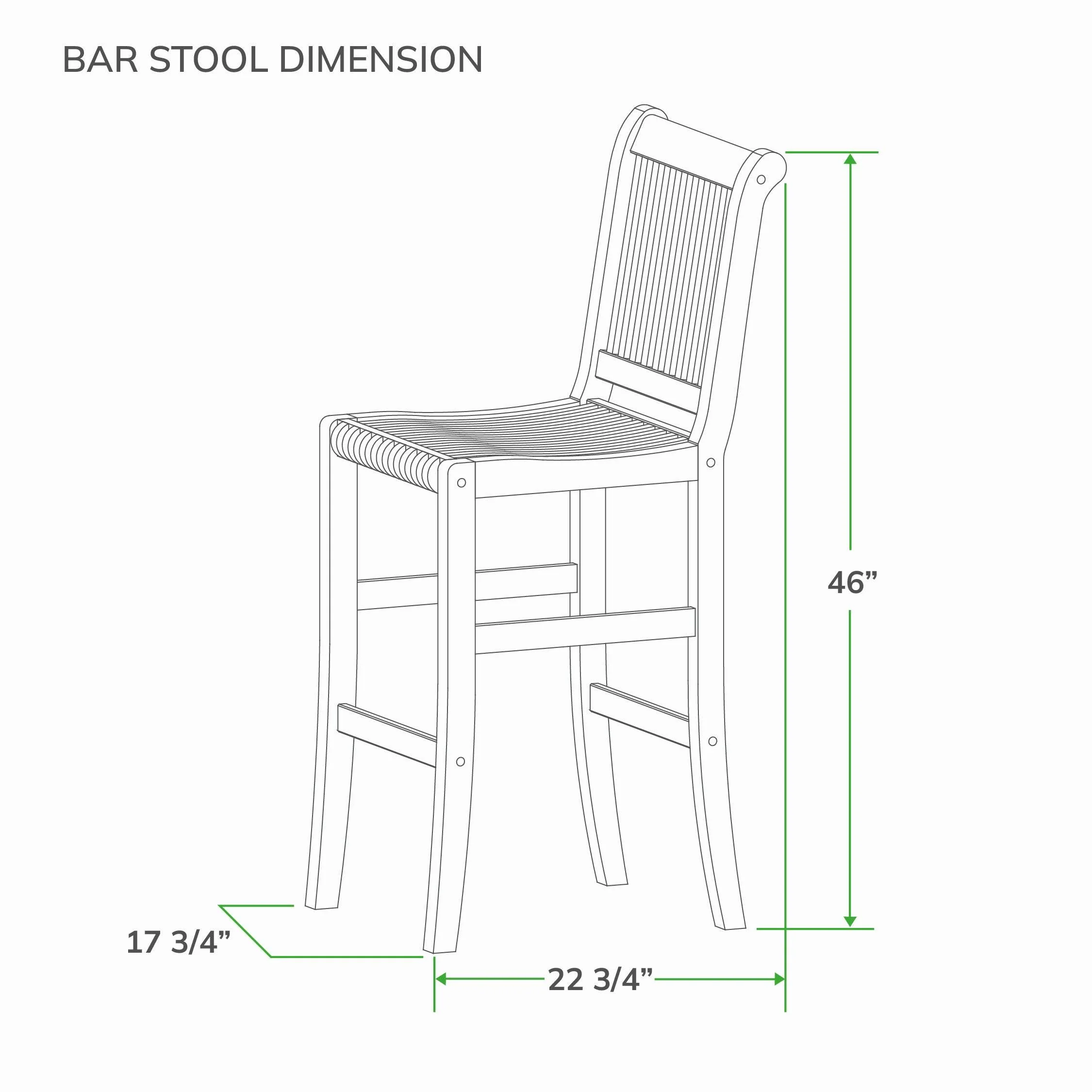 Mosko Teak Wood 3 Piece Outdoor Bar Dining Set - Image 12