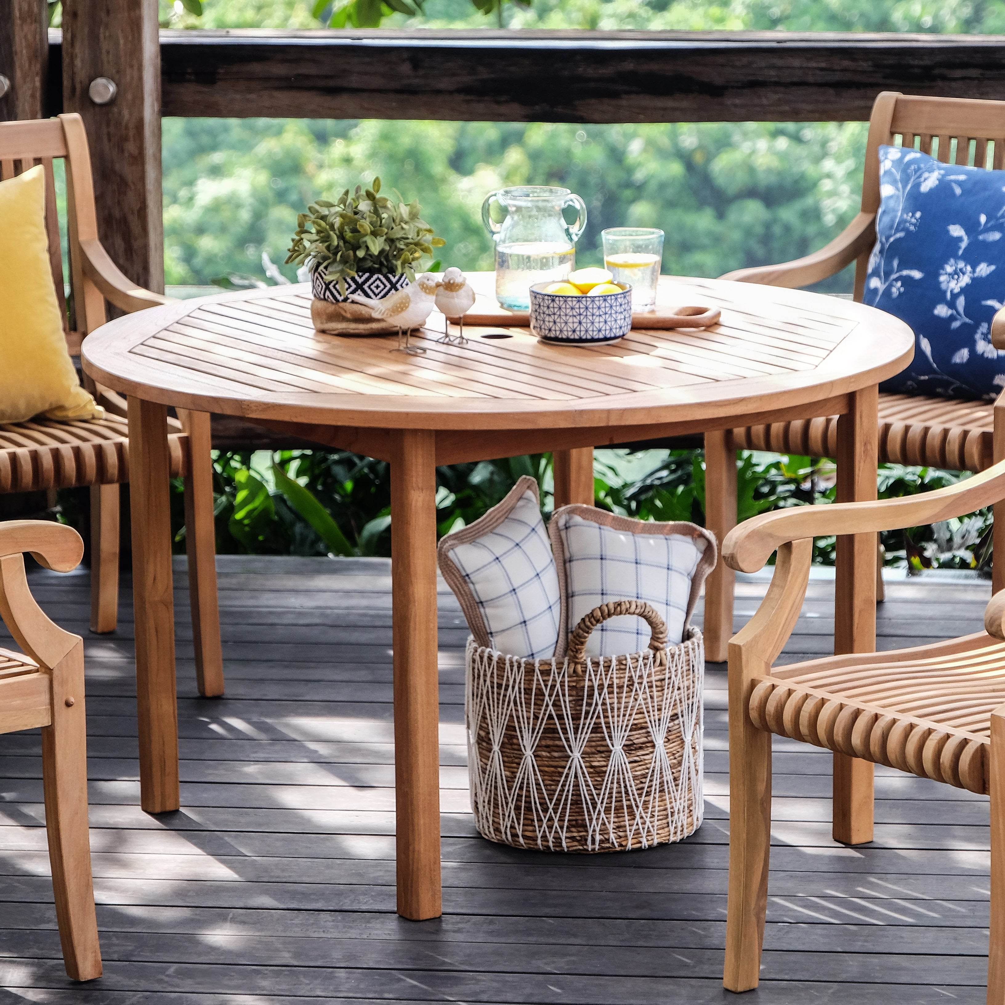 Mosko Teak Wood 5 Piece Outdoor Dining Set - Image 7
