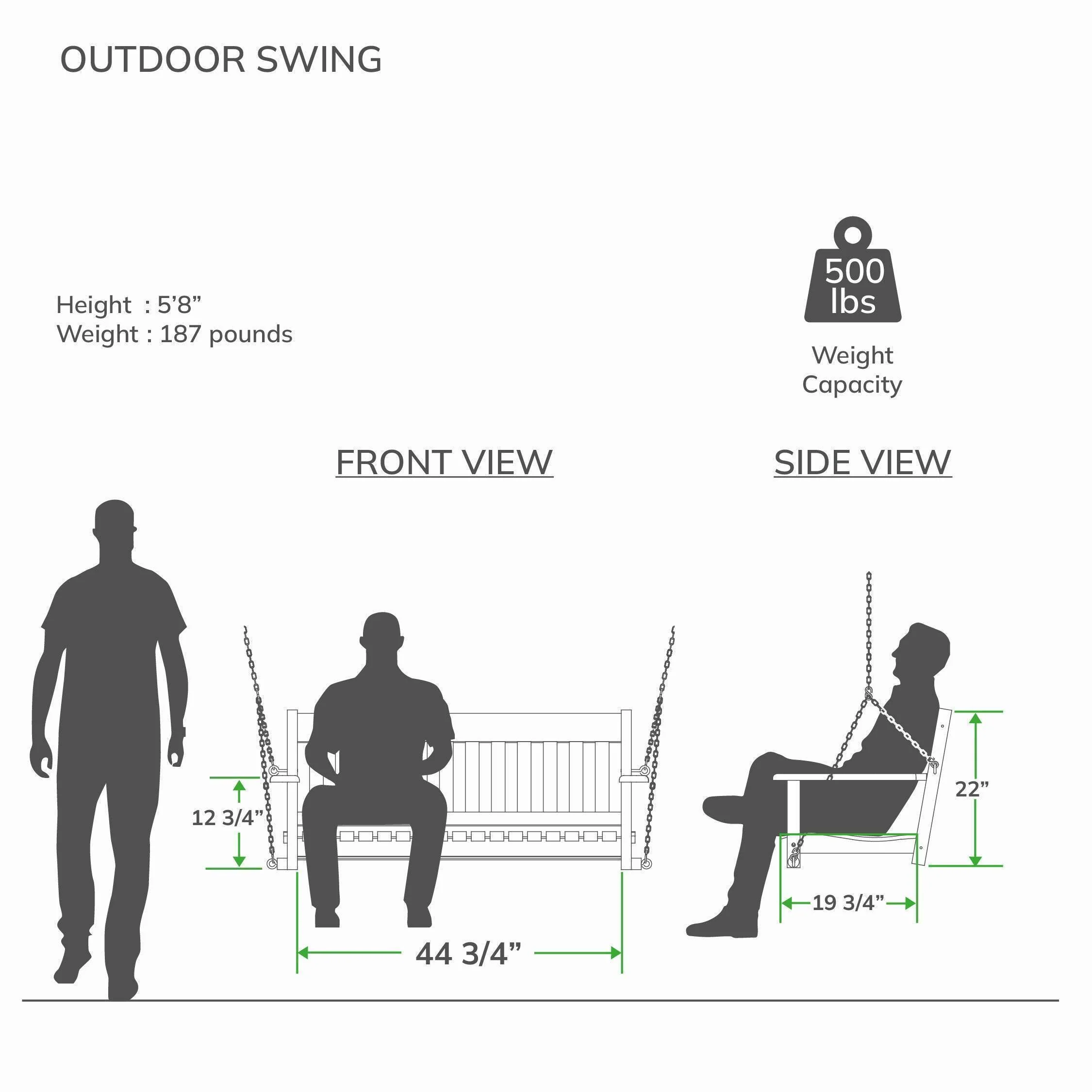 Moni Mahogany Wood Black Porch Swing - Image 8