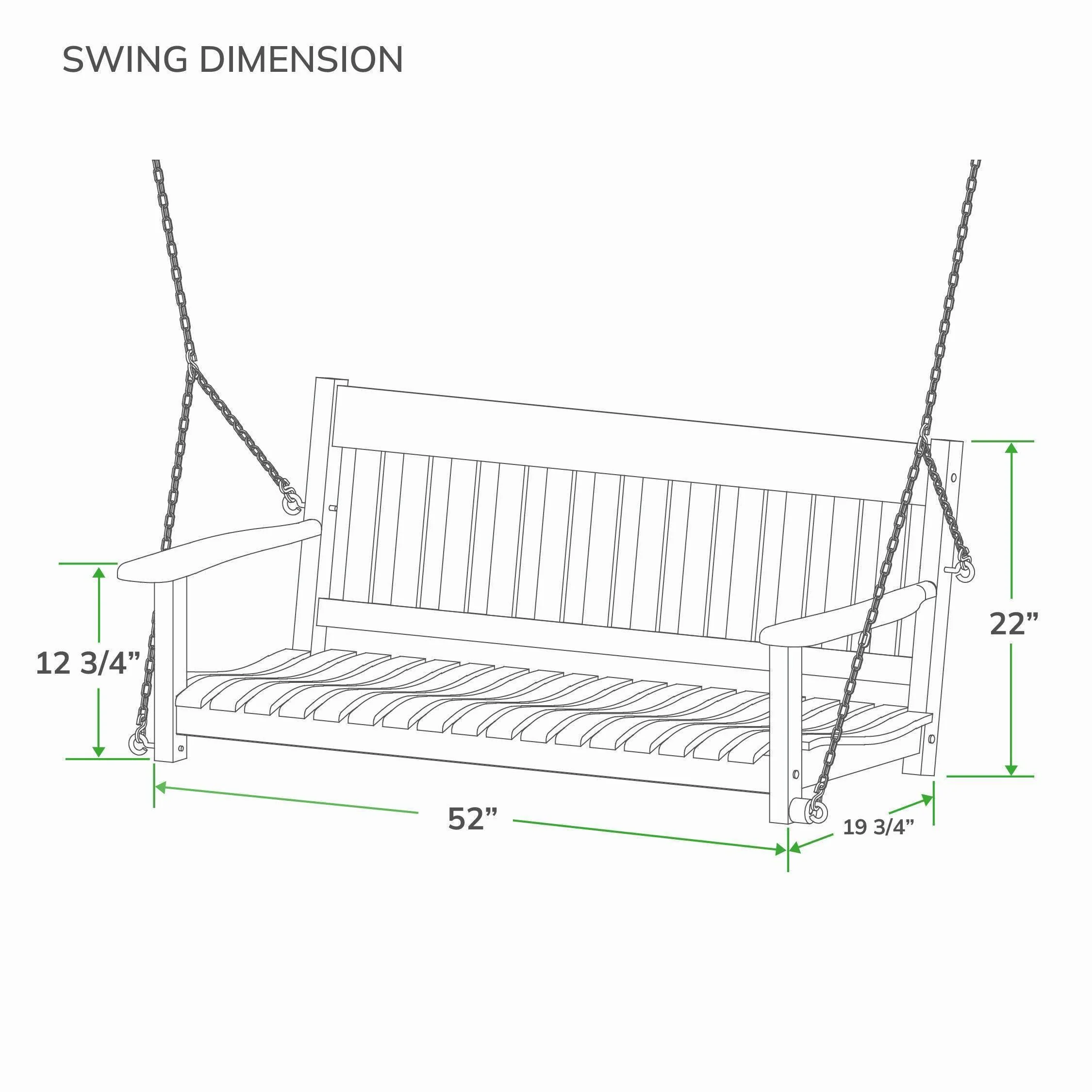 Moni Mahogany Wood Black Porch Swing - Image 9